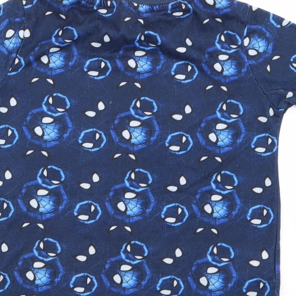 Preworn Boys Blue Geometric  Basic T-Shirt Size 7-8 Years  - spiderman