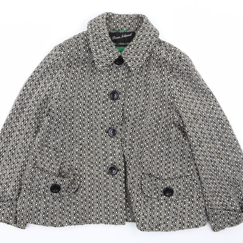 River Island Womens Multicoloured Geometric  Overcoat Coat Size 14