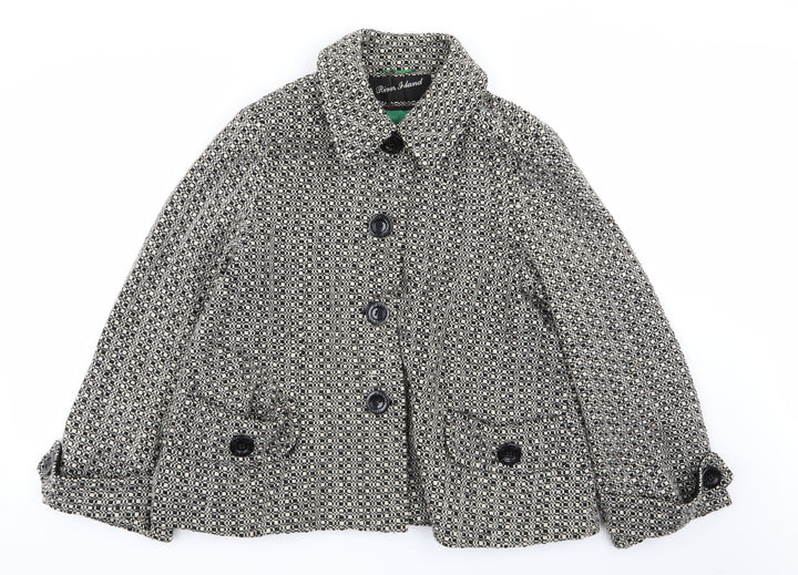 River Island Womens Multicoloured Geometric  Overcoat Coat Size 14