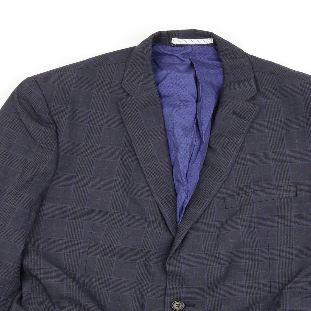 165 Mens Blue Check  Jacket Blazer Size 42