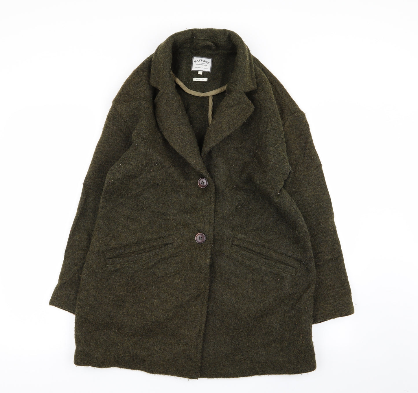 Fat Face Womens Green   Overcoat Coat Size 12