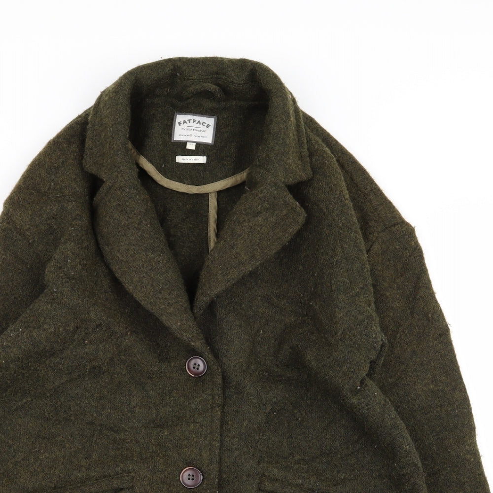 Fat Face Womens Green   Overcoat Coat Size 12