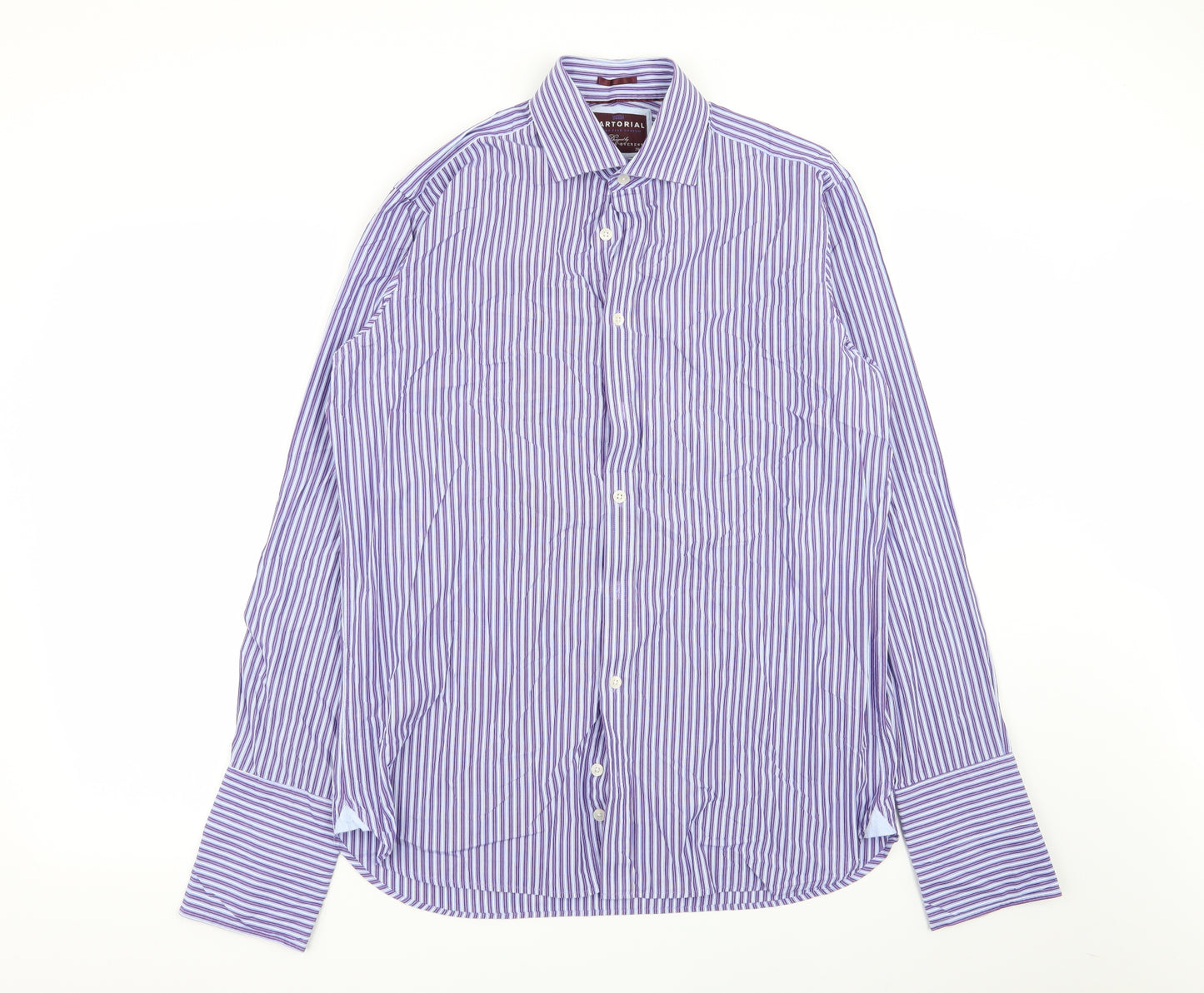 sartorial Mens Multicoloured Striped   Dress Shirt Size 15.5