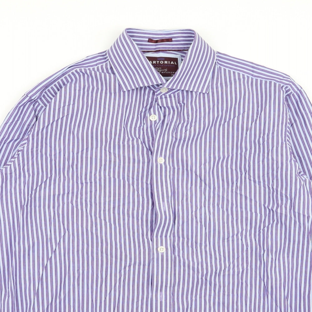 sartorial Mens Multicoloured Striped   Dress Shirt Size 15.5