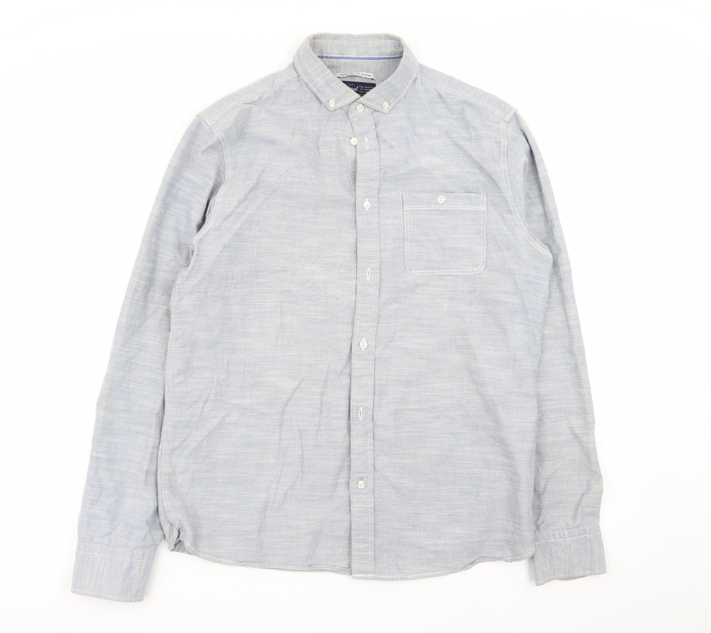Criminal Mens Blue    Button-Up Size M