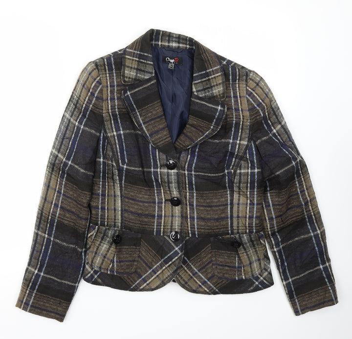 Oscan B Womens Multicoloured Check Jacket Blazer Size 12