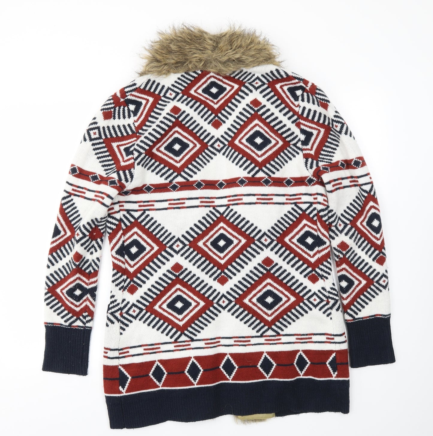 B YOU Womens Multicoloured Argyle/Diamond  Cardigan Jumper Size 10