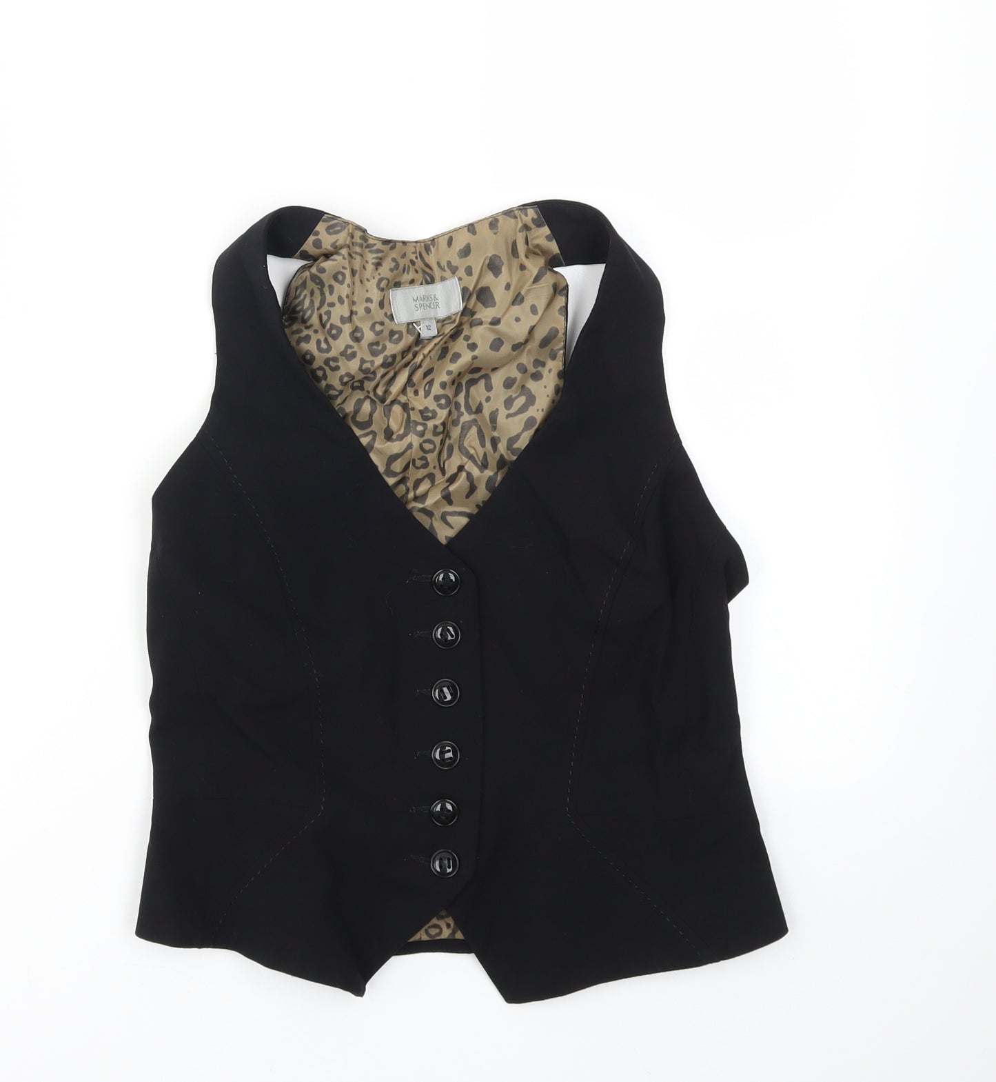 M&S Womens Black   Jacket Suit Waistcoat Size 12