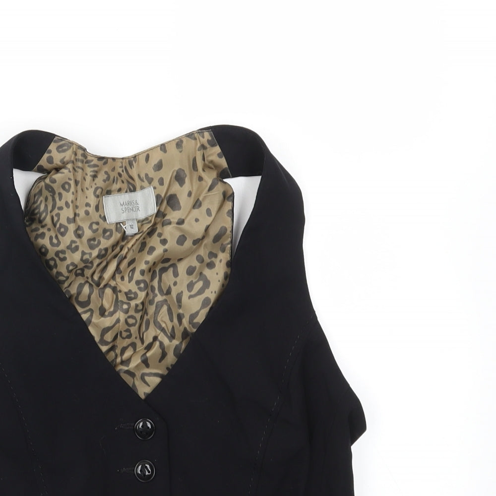 M&S Womens Black   Jacket Suit Waistcoat Size 12