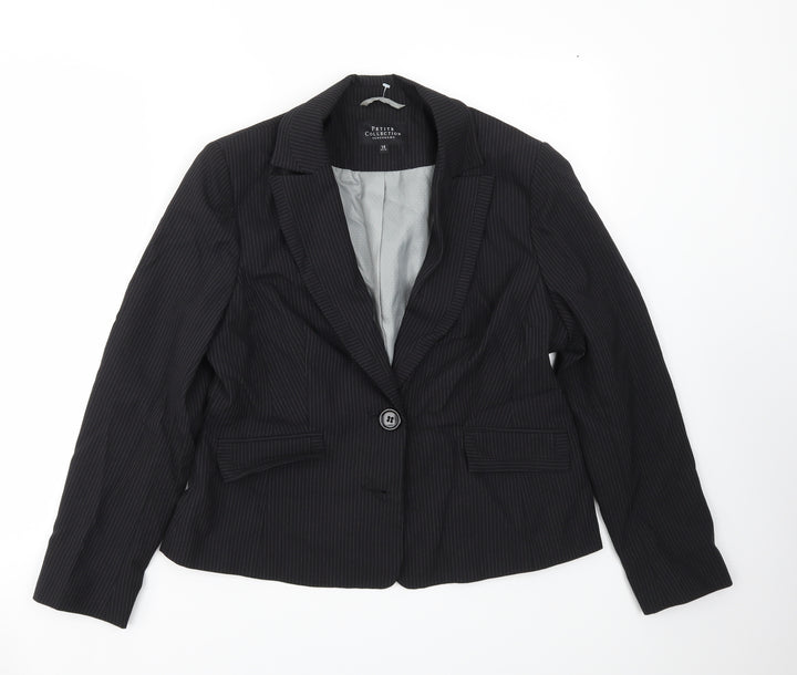 Debenhams Womens Black Striped Jacket Blazer Size 14