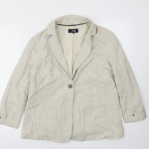 ISLE  Womens Beige Striped  Jacket Blazer Size 14