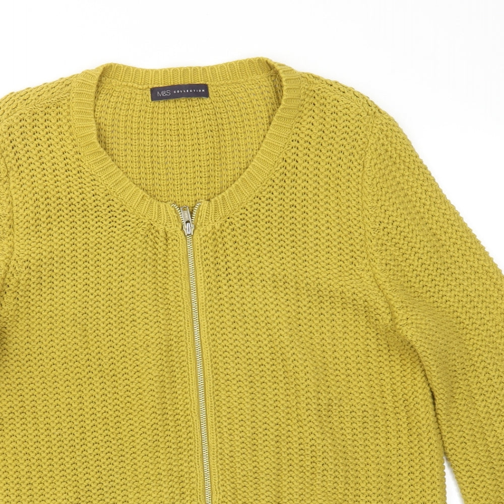M&S Womens Yellow   Full Zip Jumper Size 16