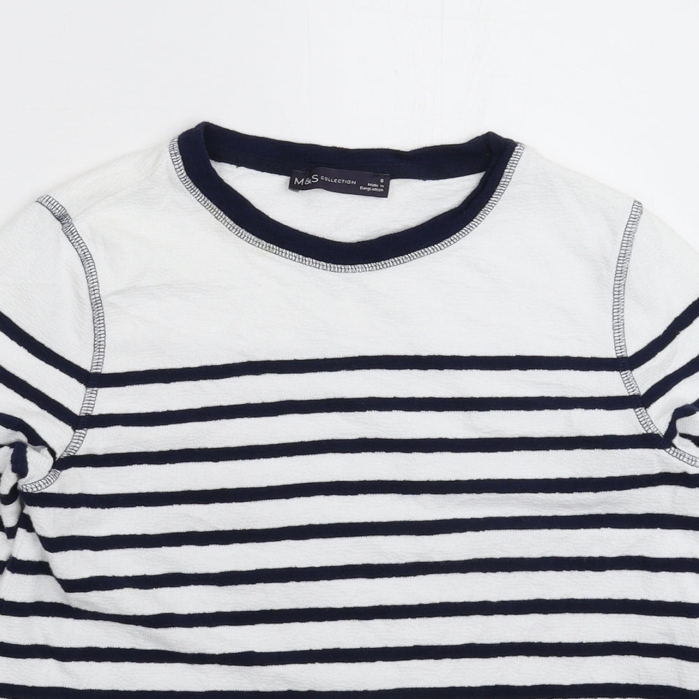 Marks and Spencer Womens White Striped Knit Pullover Jumper Size 8