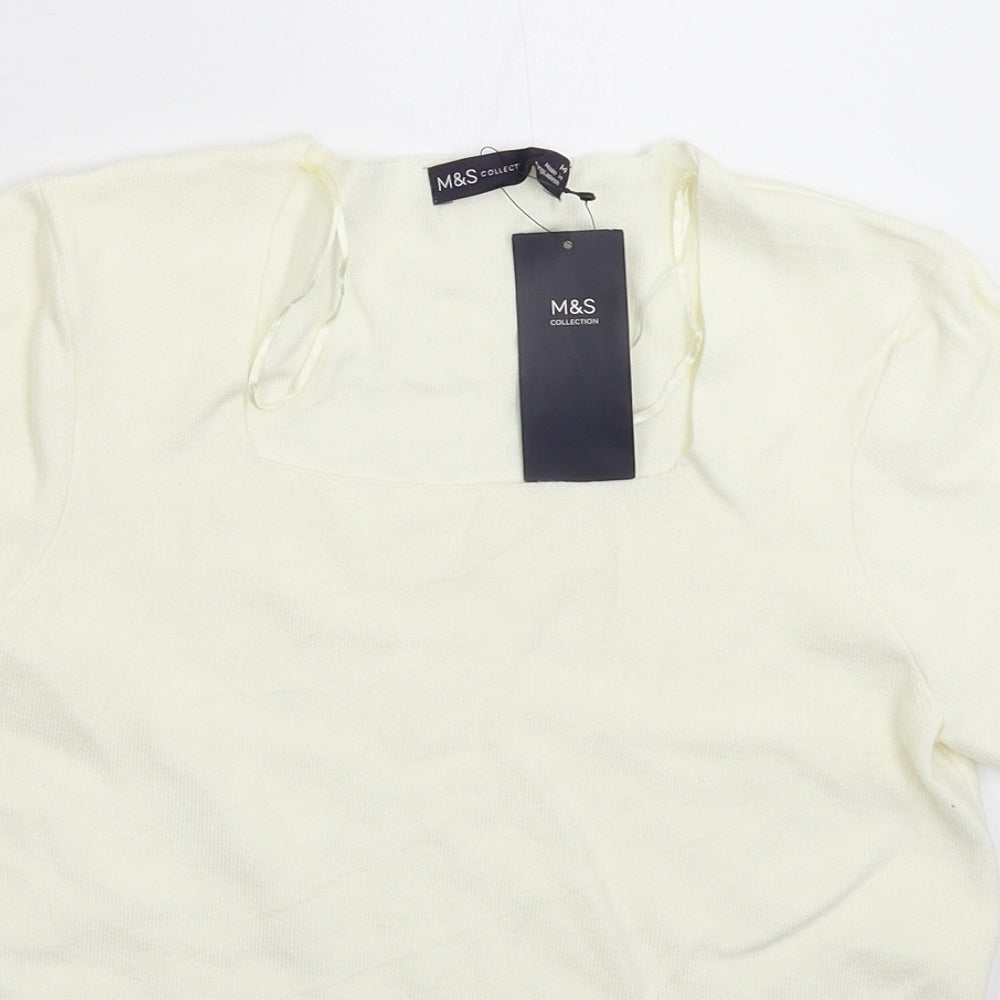 Marks and Spencer Womens White  Knit Pullover Jumper Size 14