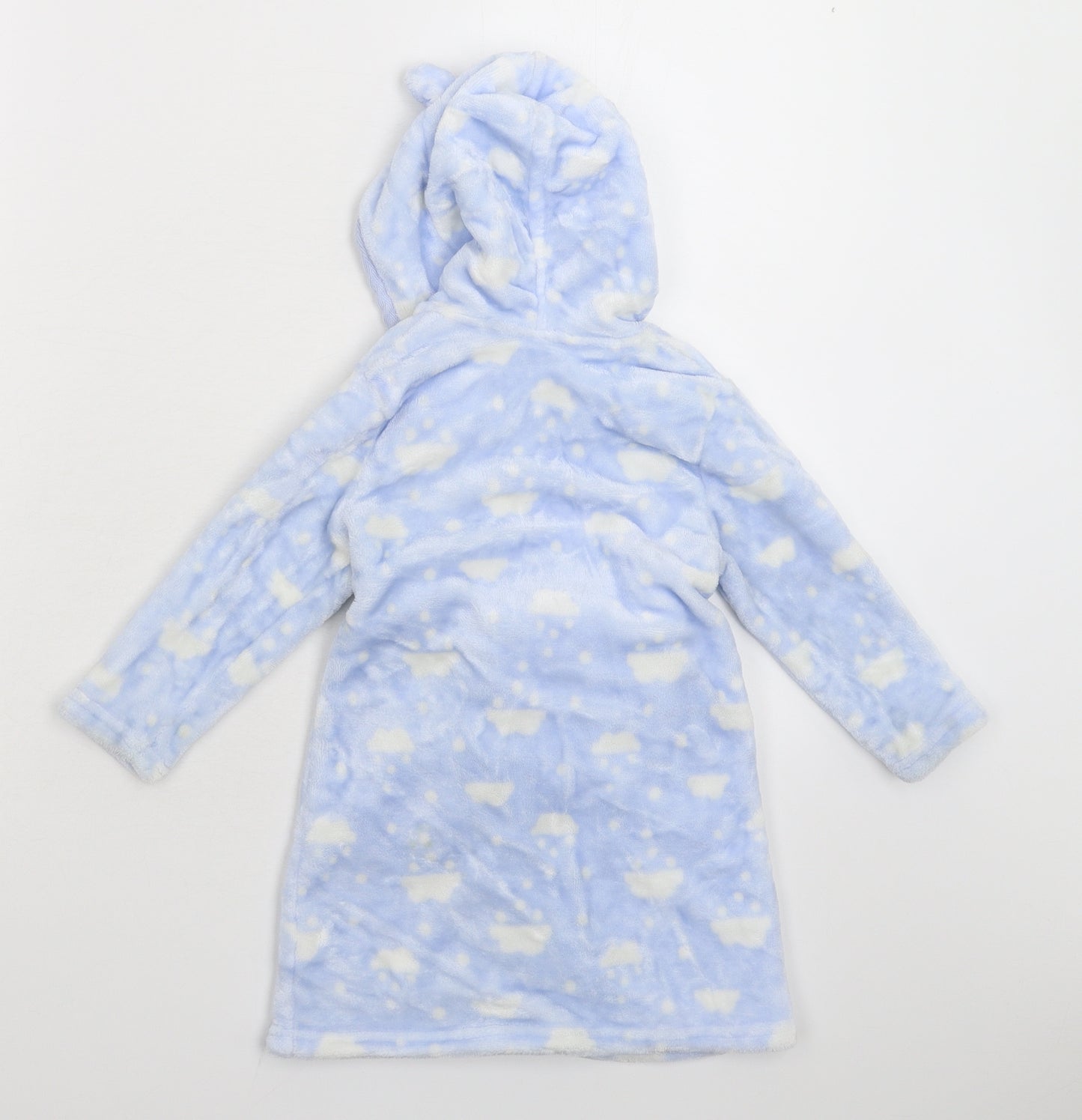 TU Baby Blue Solid Fleece Kimono Robe Size 12-18 Months