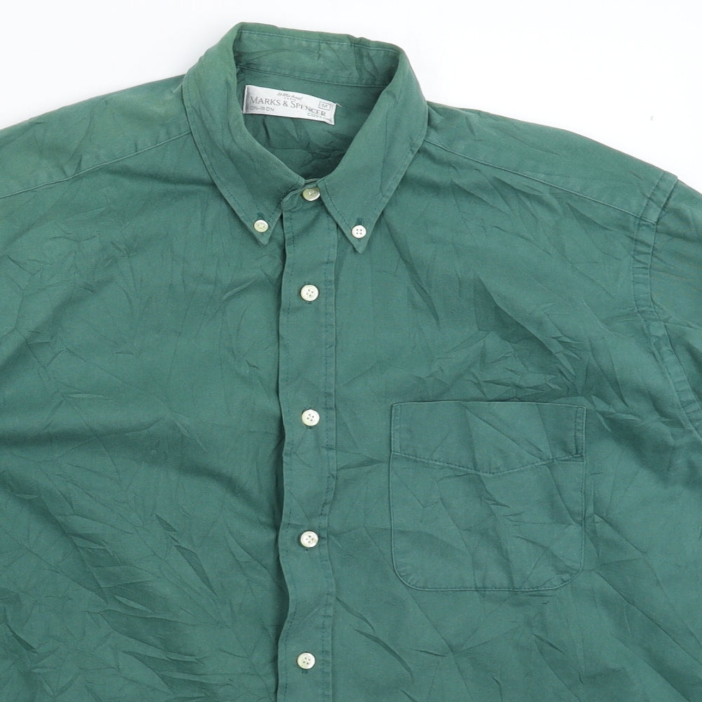 Marks and Spencer Mens Green    Button-Up Size M