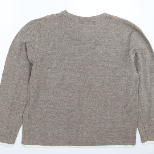 Easy Mens Grey Striped Knit Pullover Jumper Size 2XL