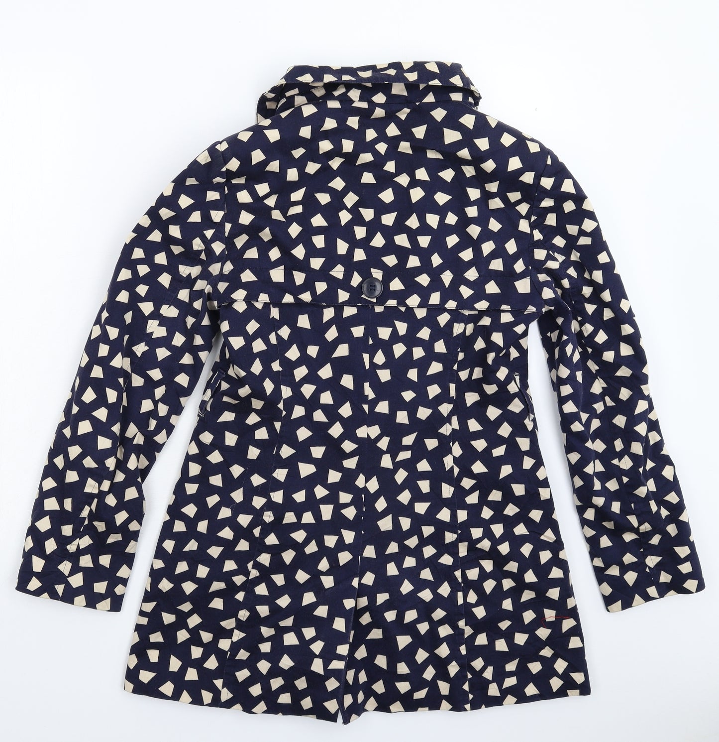 Debenhams Womens Blue Geometric  Pea Coat Coat Size 10