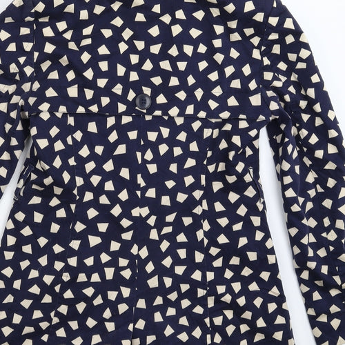 Debenhams Womens Blue Geometric  Pea Coat Coat Size 10