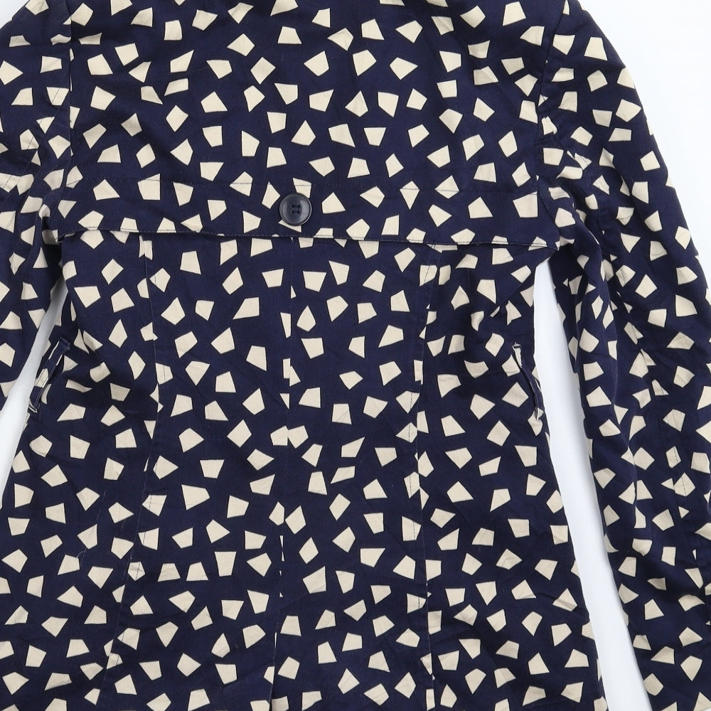 Debenhams Womens Blue Geometric  Pea Coat Coat Size 10