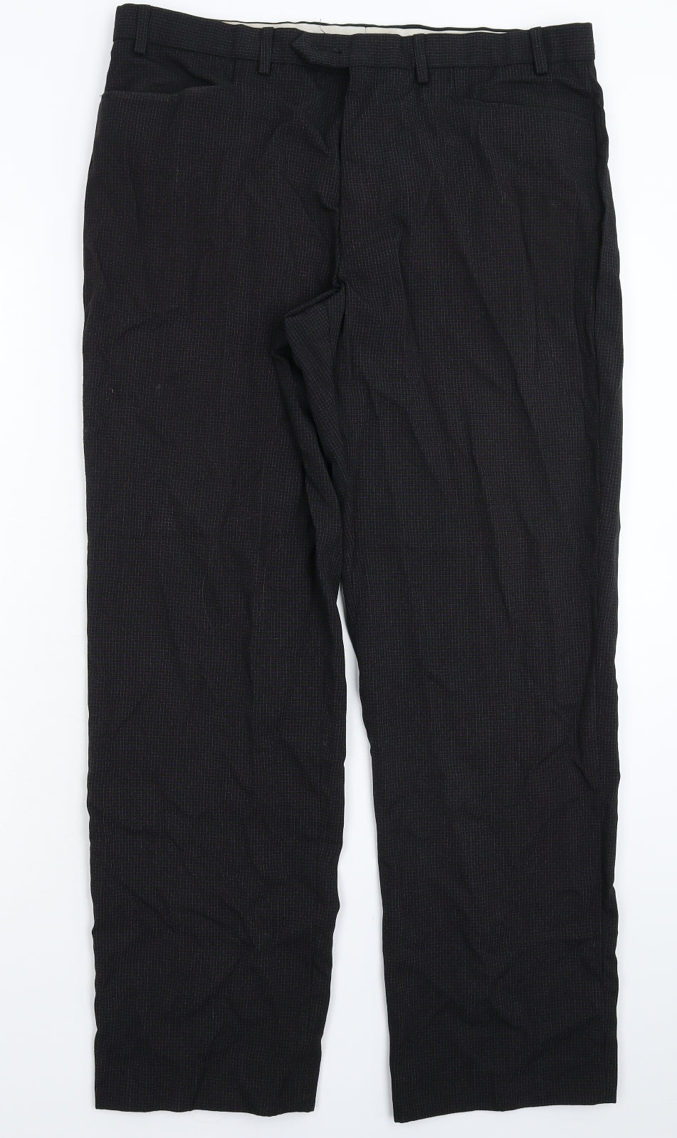 Marks and Spencer Mens Black Check  Dress Pants Trousers Size 36 L31 in