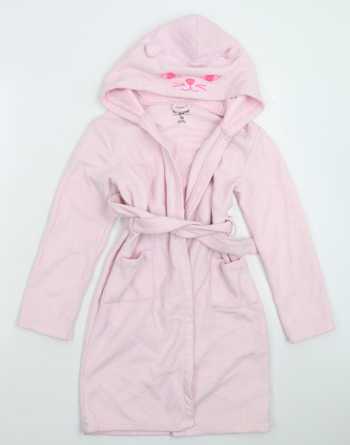 OshKosh B’gosh Girls Pink Solid Fleece Kimono Robe Size 10 Years