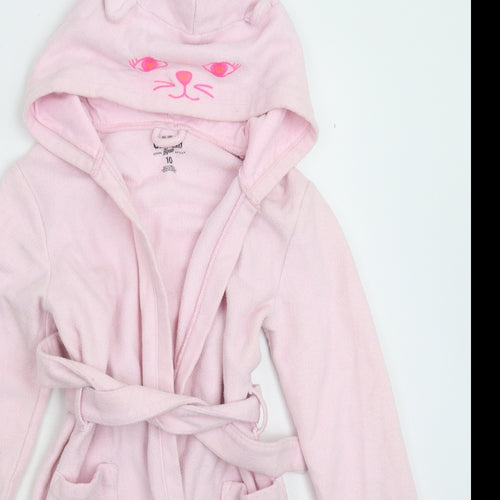 OshKosh B’gosh Girls Pink Solid Fleece Kimono Robe Size 10 Years