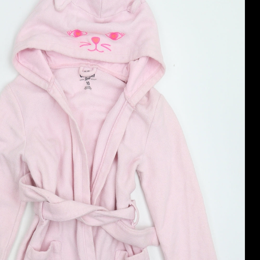 OshKosh B’gosh Girls Pink Solid Fleece Kimono Robe Size 10 Years