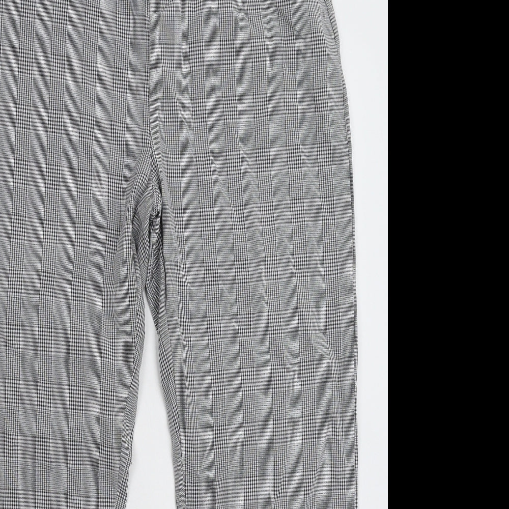 Missguided Womens Grey Check  Jogger Trousers Size 12 L29 in