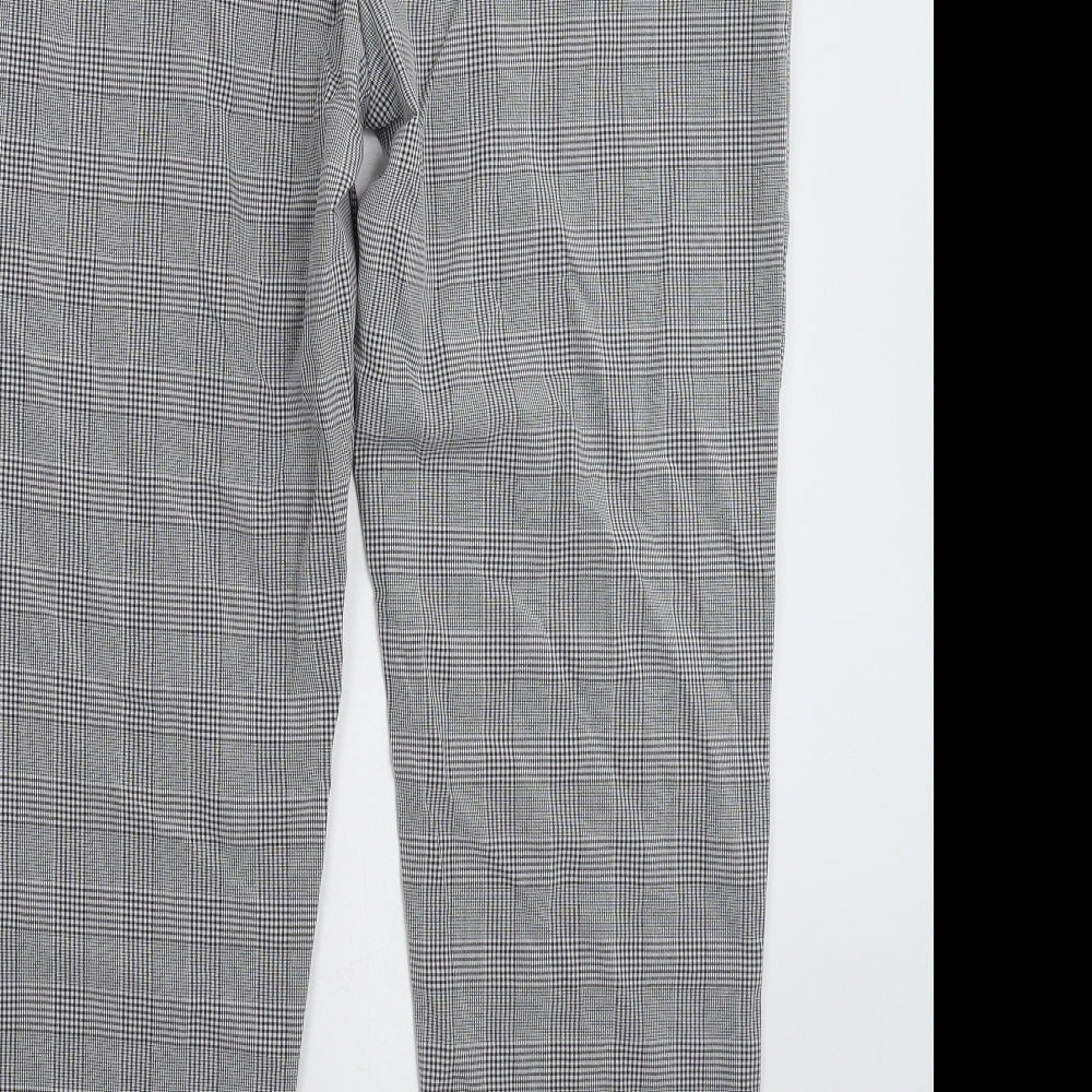 Missguided Womens Grey Check  Jogger Trousers Size 12 L29 in
