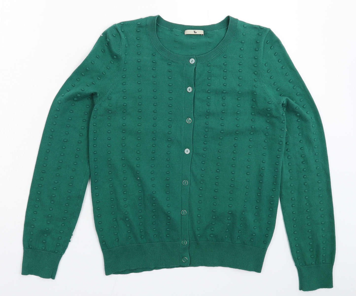 TU Womens Green  Knit Cardigan Jumper Size 12