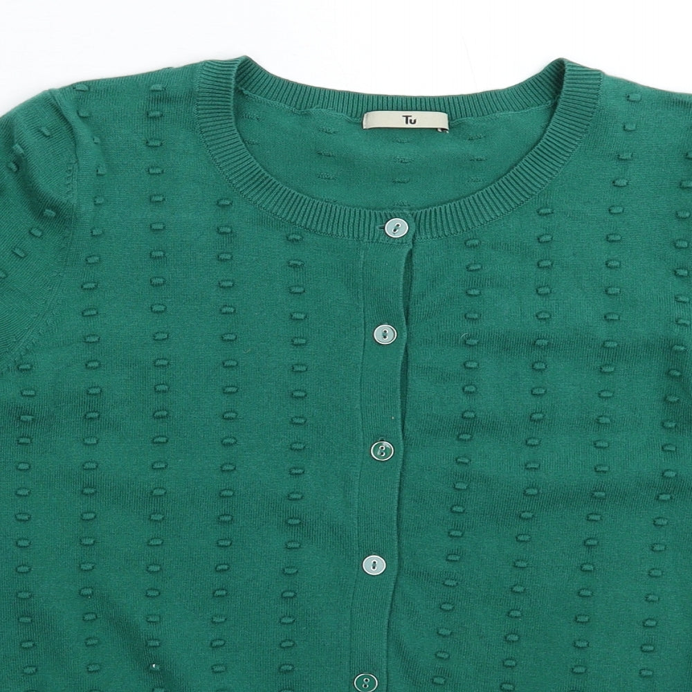 TU Womens Green  Knit Cardigan Jumper Size 12