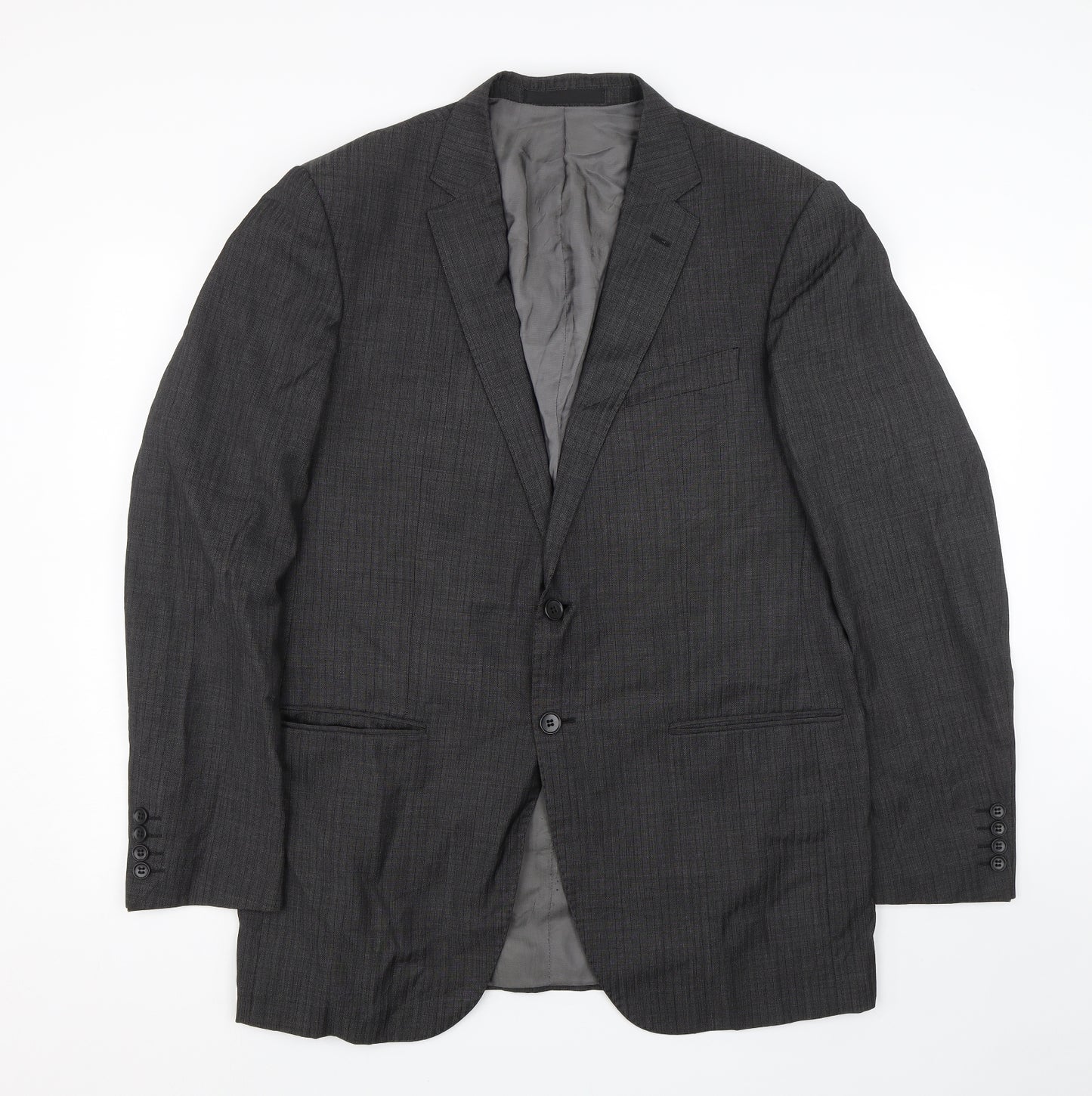 M&S Mens Black Striped  Jacket Suit Size 42