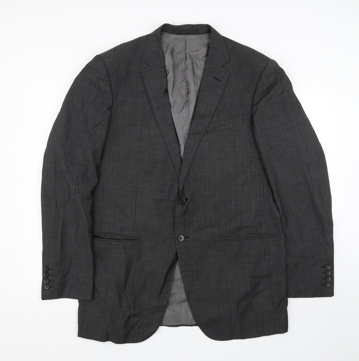 M&S Mens Black Striped  Jacket Suit Size 42