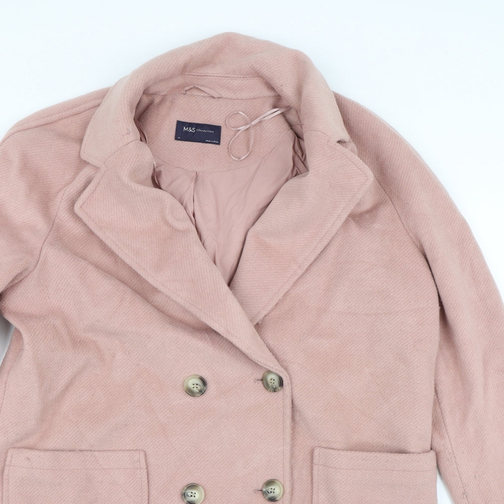M&S Womens Pink   Trench Coat Coat Size 14