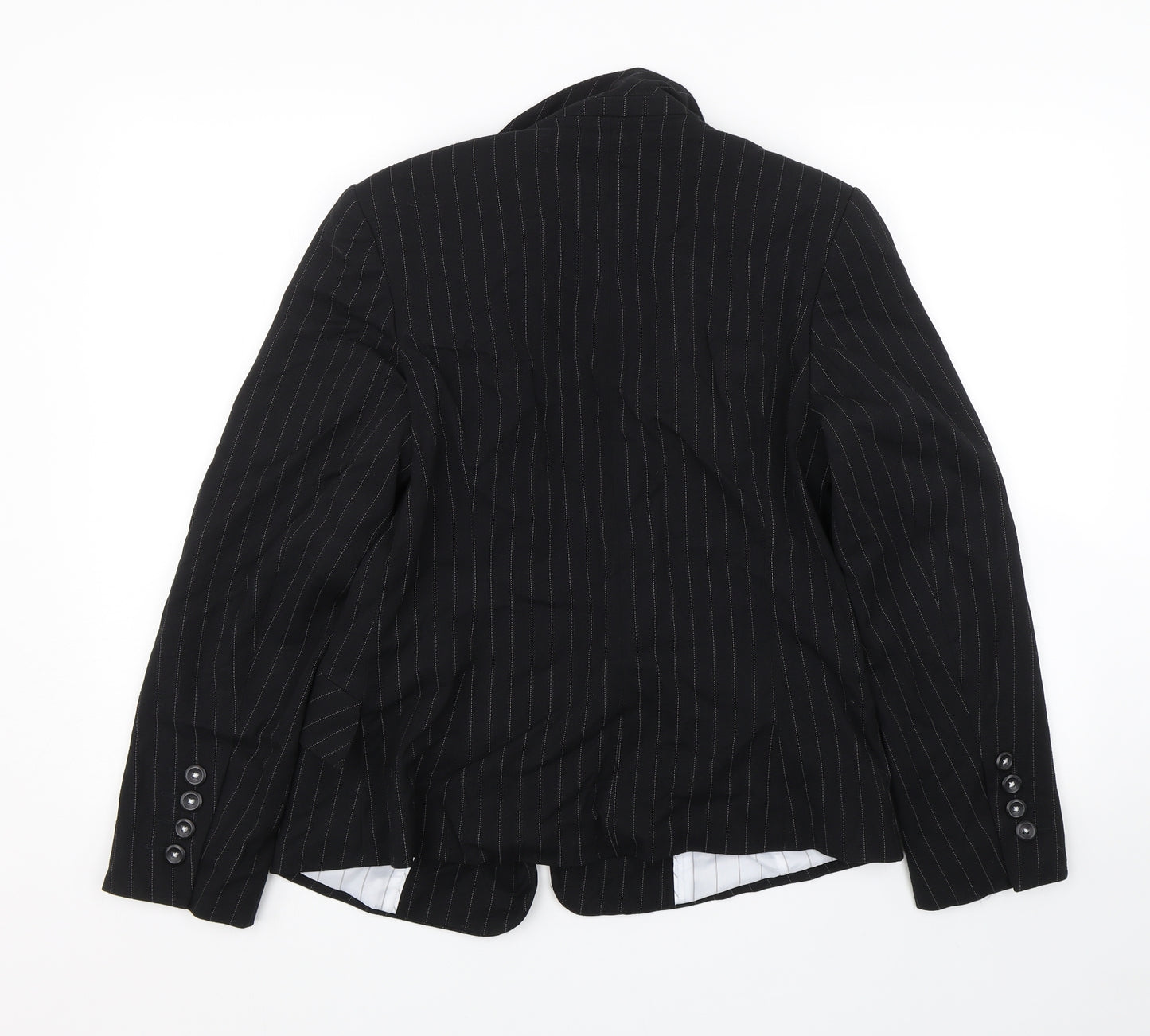 M&S Womens Black Striped  Jacket Suit Size 14