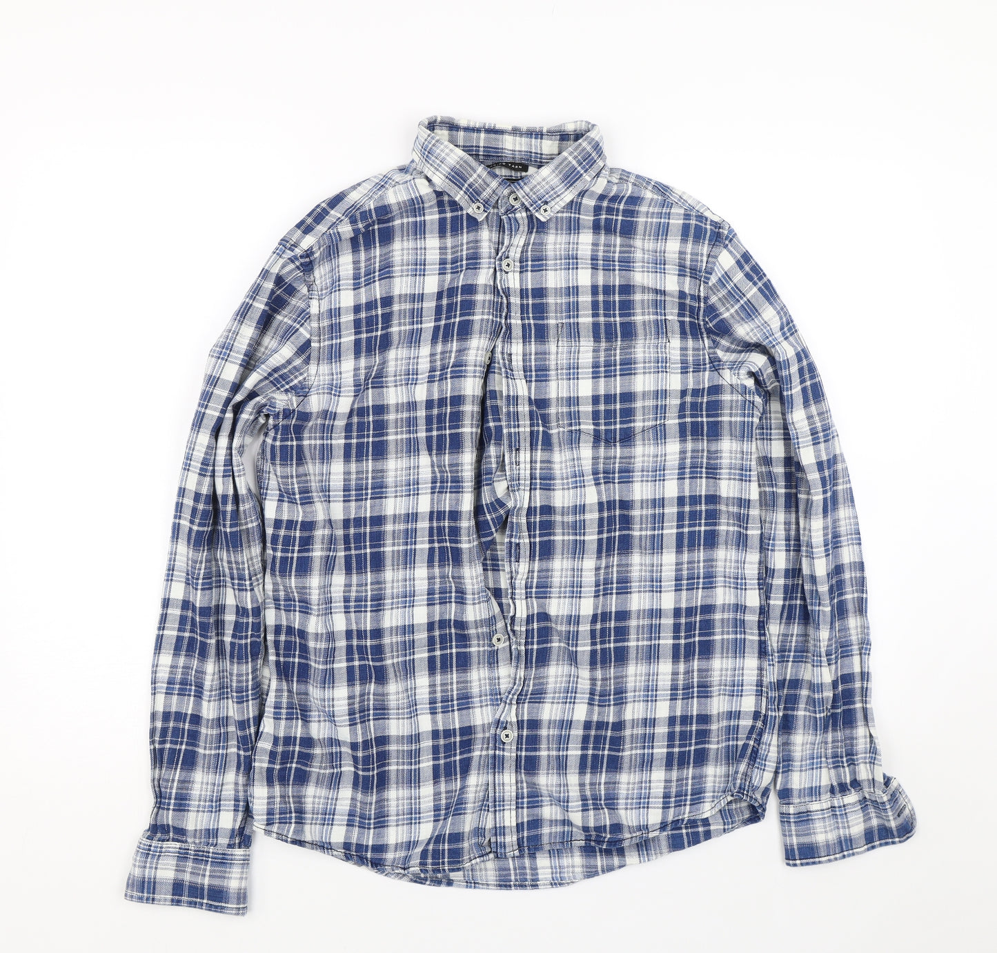F&F Mens Blue Check   Button-Up Size M