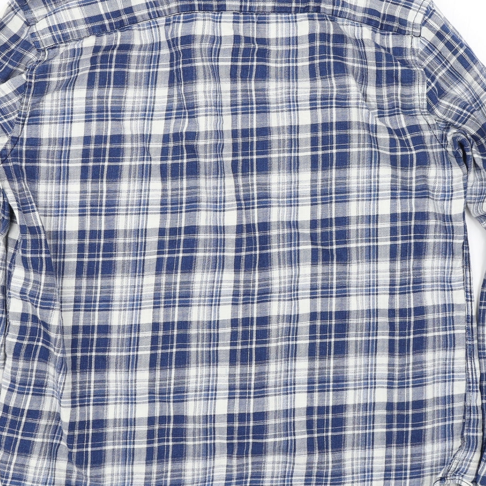 F&F Mens Blue Check   Button-Up Size M