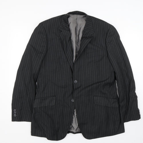 NEXT Mens Black Striped  Jacket Suit Size 42