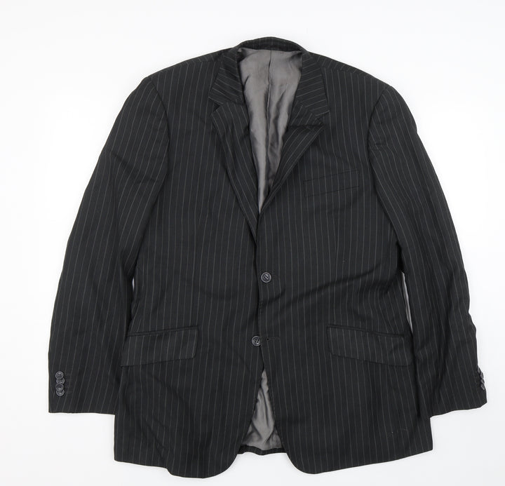 NEXT Mens Black Striped  Jacket Suit Size 42
