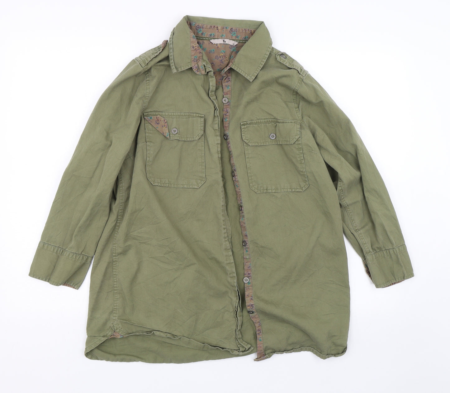 TU Womens Green   Basic Button-Up Size 14