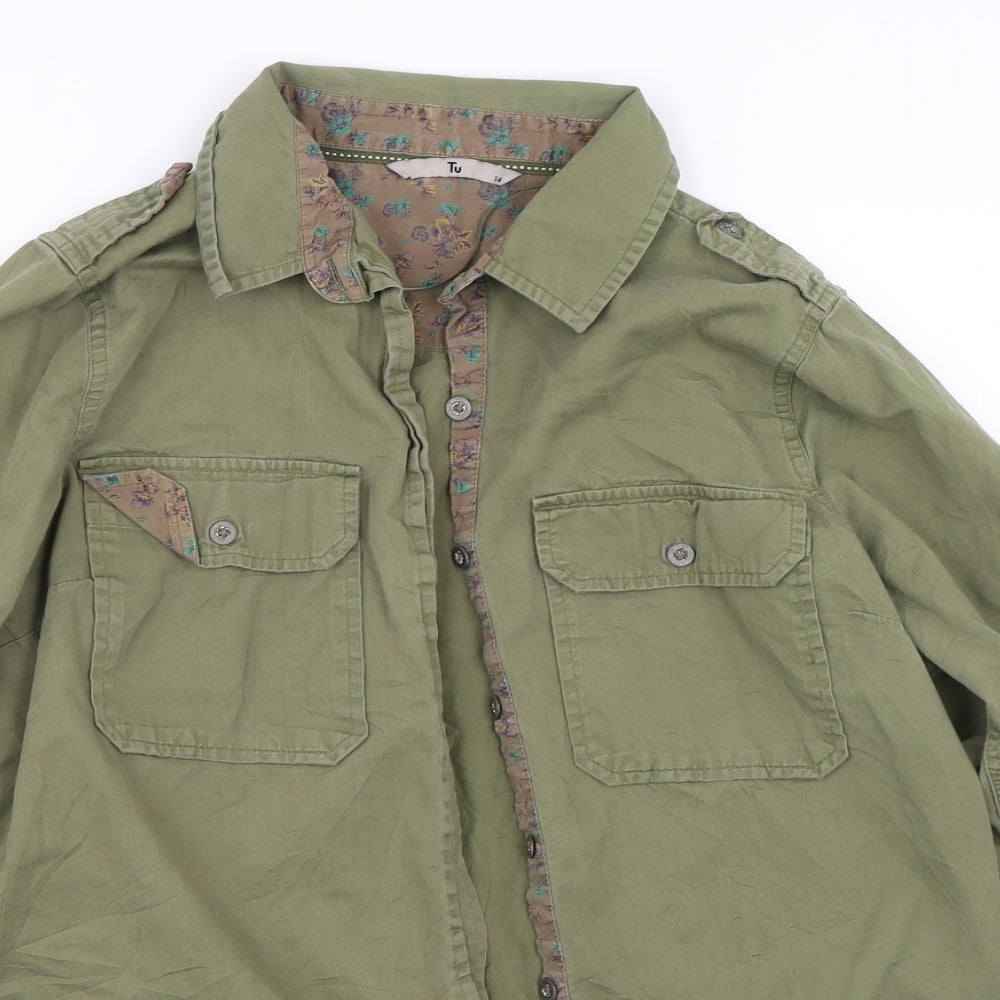 TU Womens Green   Basic Button-Up Size 14