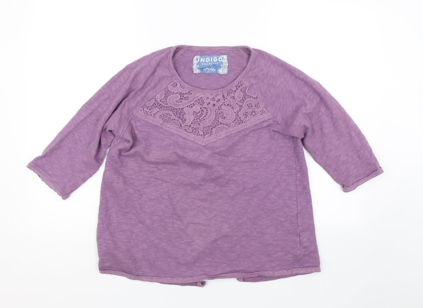 M&S Womens Purple Floral  Basic T-Shirt Size 14