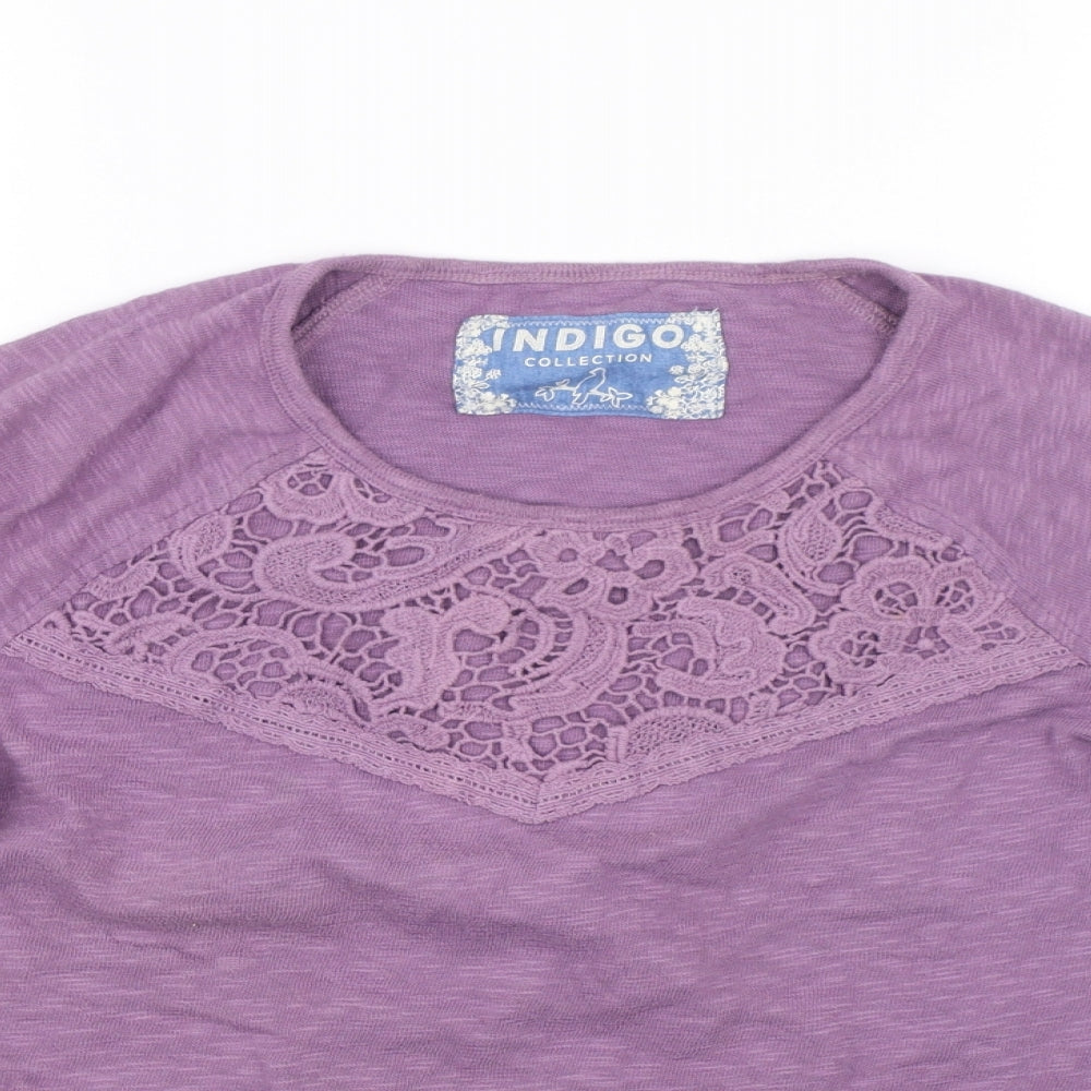 M&S Womens Purple Floral  Basic T-Shirt Size 14