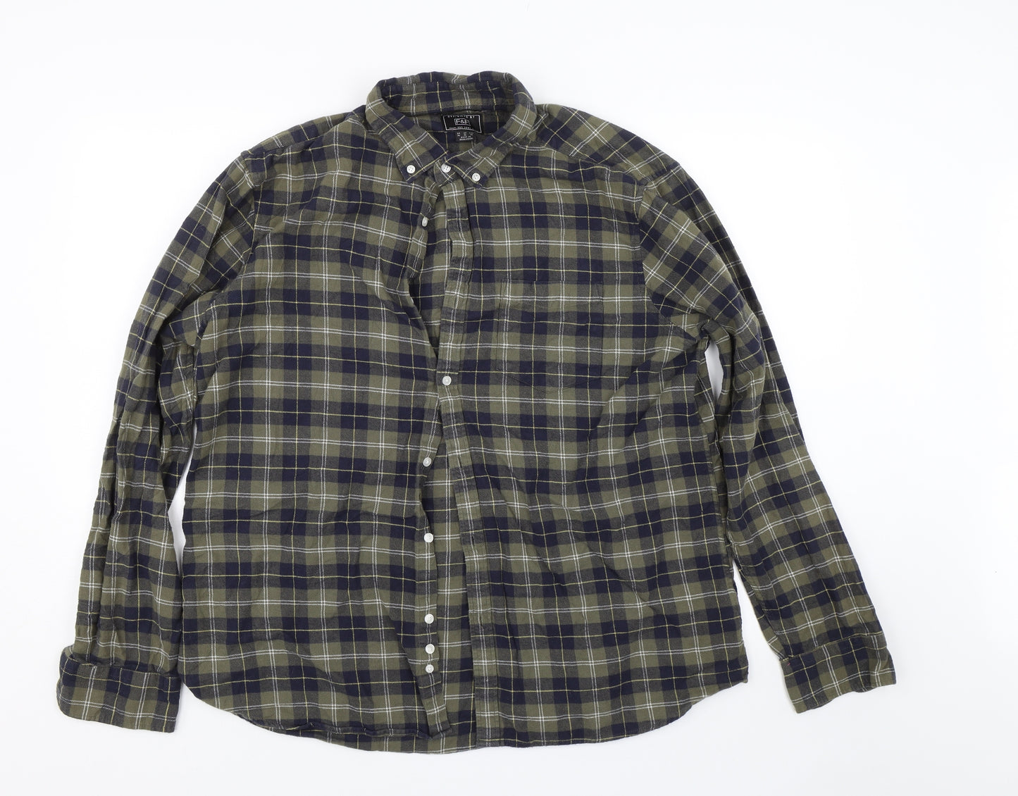 F&F Mens Green Check   Button-Up Size XL