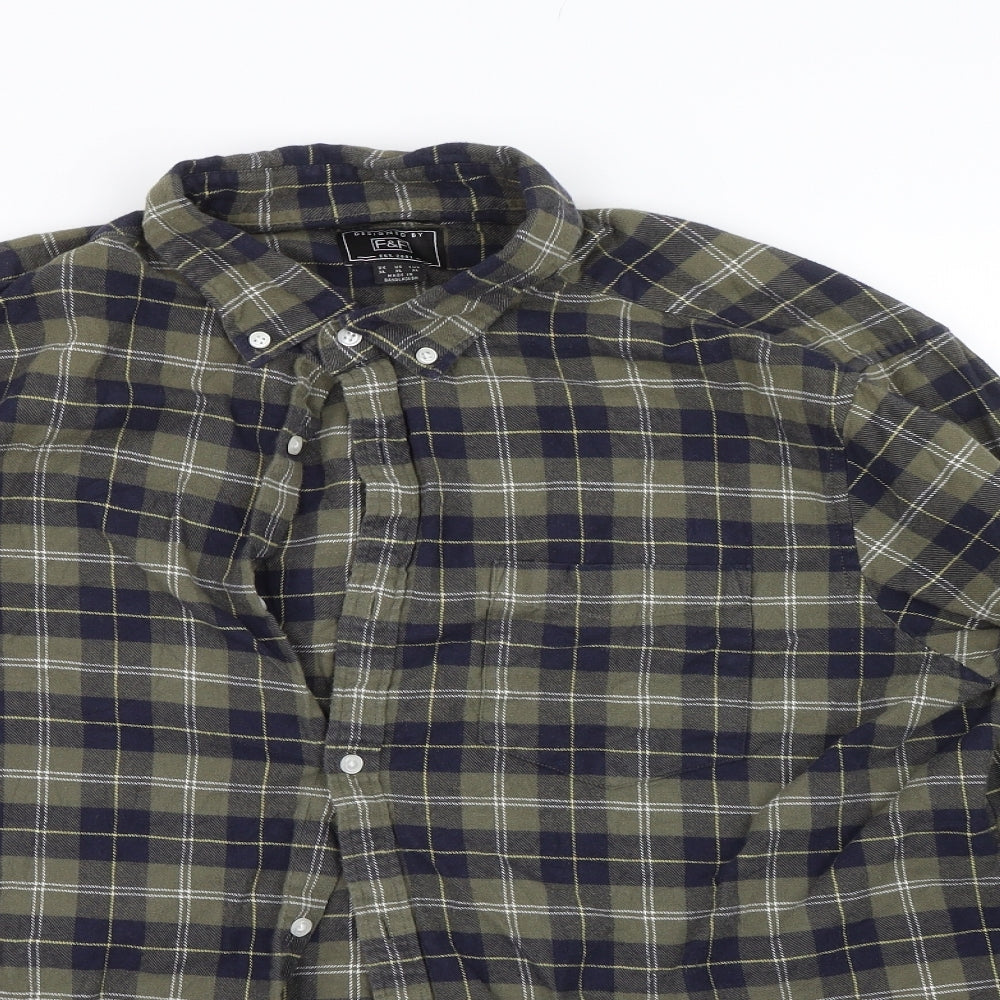 F&F Mens Green Check   Button-Up Size XL
