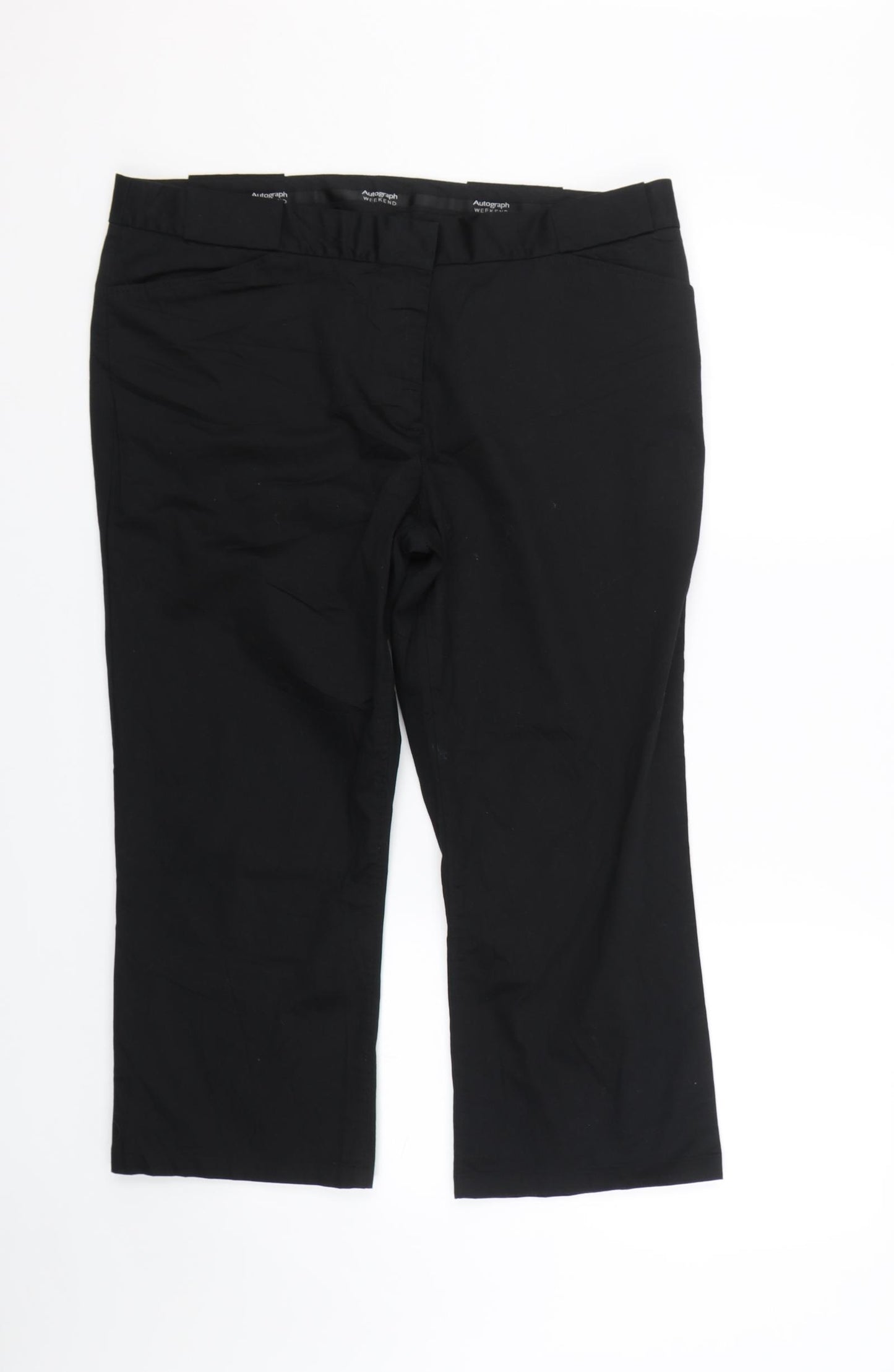 Autograph Womens Black   Cropped Trousers Size 18 L21.5 in