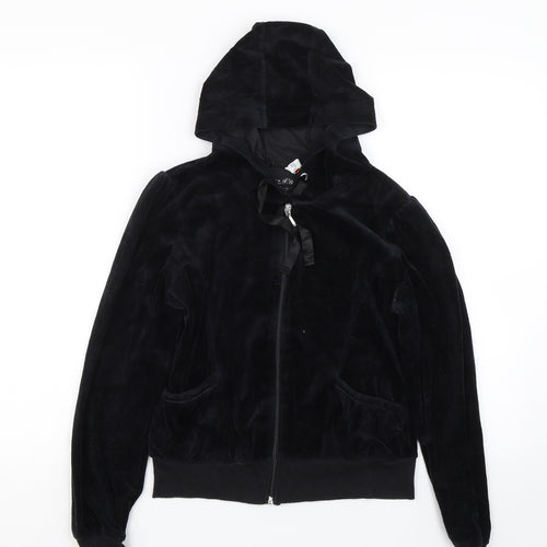 Primark Womens Black  Velour Full Zip Hoodie Size 12