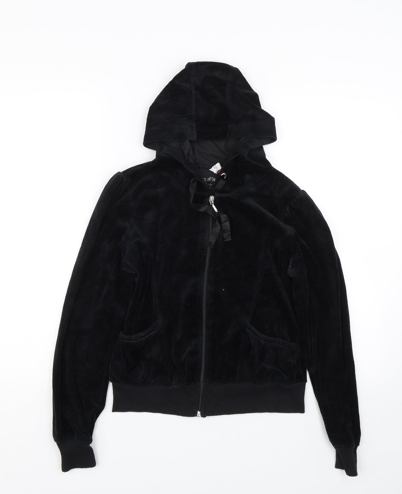 Primark Womens Black  Velour Full Zip Hoodie Size 12