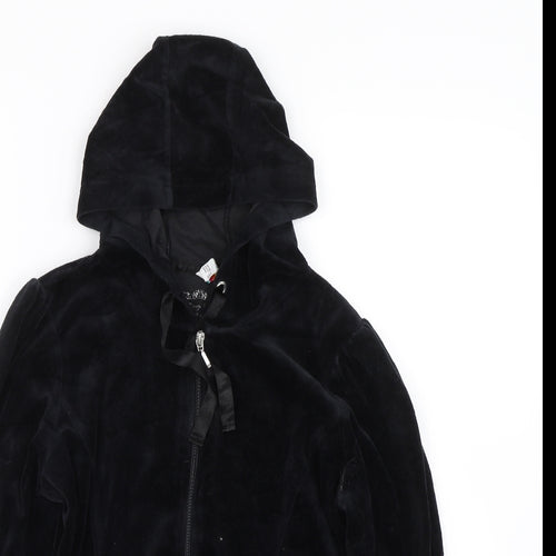 Primark Womens Black  Velour Full Zip Hoodie Size 12